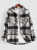 Plaid Pattern Pocket Patch Shacket Xl Dark gray
