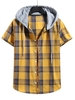 Plaid Pattern Shirt With Colorblock Hood 2xl Bee yellow