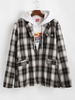 Plaid Pattern Slit Single Button Blazer L Deep brown