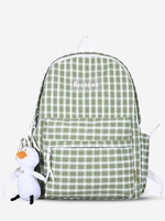 Plaid Pattern Student Canvas Backpack