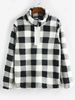 Plaid Plush Half Zip Sweatshirt L Black