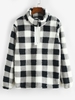 Plaid Plush Half Zip Sweatshirt S Black