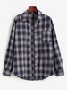 Plaid Pocket Boyfriend Shirt S Dark slate blue