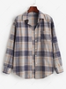 Plaid Pocket Boyfriend Shirt S Orange gold