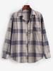 Plaid Pocket Boyfriend Shirt Xl Orange gold