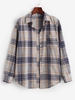 Plaid Pocket Boyfriend Shirt Xs Orange gold
