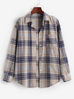 Plaid Pocket Boyfriend Shirt Xs Orange gold