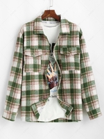 Plaid Pocket Button Up Wool Jacket 2xl Deep green