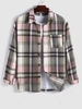 Plaid Pocket Flannel Shirt L Light pink