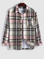 Plaid Pocket Flannel Shirt S Light pink