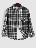 Plaid Pocket Shirt L Black
