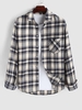 Plaid Pocket Shirt L Coffee