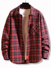 Plaid Print Applique Button Up Pocket Shirt Xl Red