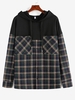 Plaid Print Double Pockets Hoodie Xl Deep green