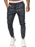 Plaid Print Drawstring Jogger Pants Xl Dark gray