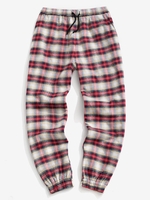 Plaid Print Fleece Jogger Pants 2xl Red