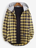 Plaid Print Hooded Applique Detail Shirt 2xl Blue