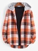 Plaid Print Hooded Applique Detail Shirt M Dark orange