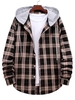 Plaid Print Hooded Drawstring Shirt 2xl Black