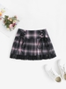 Plaid Print Lace Up Zipper Fly Skirt L Multi a