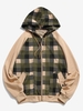 Plaid Print Raglan Sleeve Zip Up Hoodie 2xl Khaki