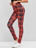 Plaid Skinny Pants S Red