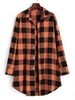 Plaid Snap Button Longline Shacket M Orange
