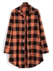 Plaid Snap Button Longline Shacket S Orange