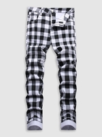 Plaid Straight Jeans 38 Black