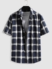 Plaid Stripes Button-front Casual Shirt Xl Midnight blue