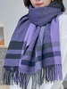 Plaid Tartan Pattern Fringes Scarf