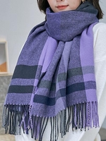 Plaid Tartan Pattern Fringes Scarf
