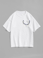 Plaid Texture Bear Pendant Solid Color T-shirt Xl White
