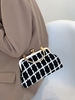Plaid Top Handle Kiss Lock Handbag