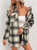 Plaid Wool Blend Belted Cargo Shacket S Coffee