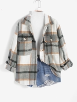 Plaid Wool Blend Pocket Shirt Coat S Multi a