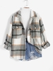 Plaid Wool Blend Pocket Shirt Coat Xs Multi a