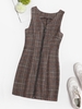 Plaid Zip Up Mini Pinafore Dress M Coffee