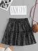 Plain Bandeau Top And Dalmatian Dot Skirt Set Xl Black