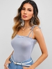 Plain Bowknot Tie-strap Cami Tank Top Light blue