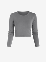 Plain Crop Knitwear Gray