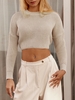 Plain Cropped Oversized Sweater M Champagne gold