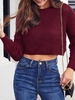 Plain Cropped Oversized Sweater S Firebrick