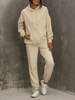 Plain Front Pocket Hoodie and Jogger Pants Set L Light coffee