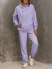 Plain Front Pocket Hoodie and Jogger Pants Set L Light purple