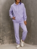 Plain Front Pocket Hoodie and Jogger Pants Set M Light purple