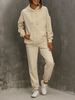 Plain Front Pocket Hoodie and Jogger Pants Set S Light coffee