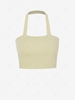 Plain Knitted Halter Crop Top L Light coffee