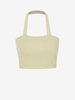 Plain Knitted Halter Crop Top M Light coffee