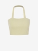 Plain Knitted Halter Crop Top S Light coffee
